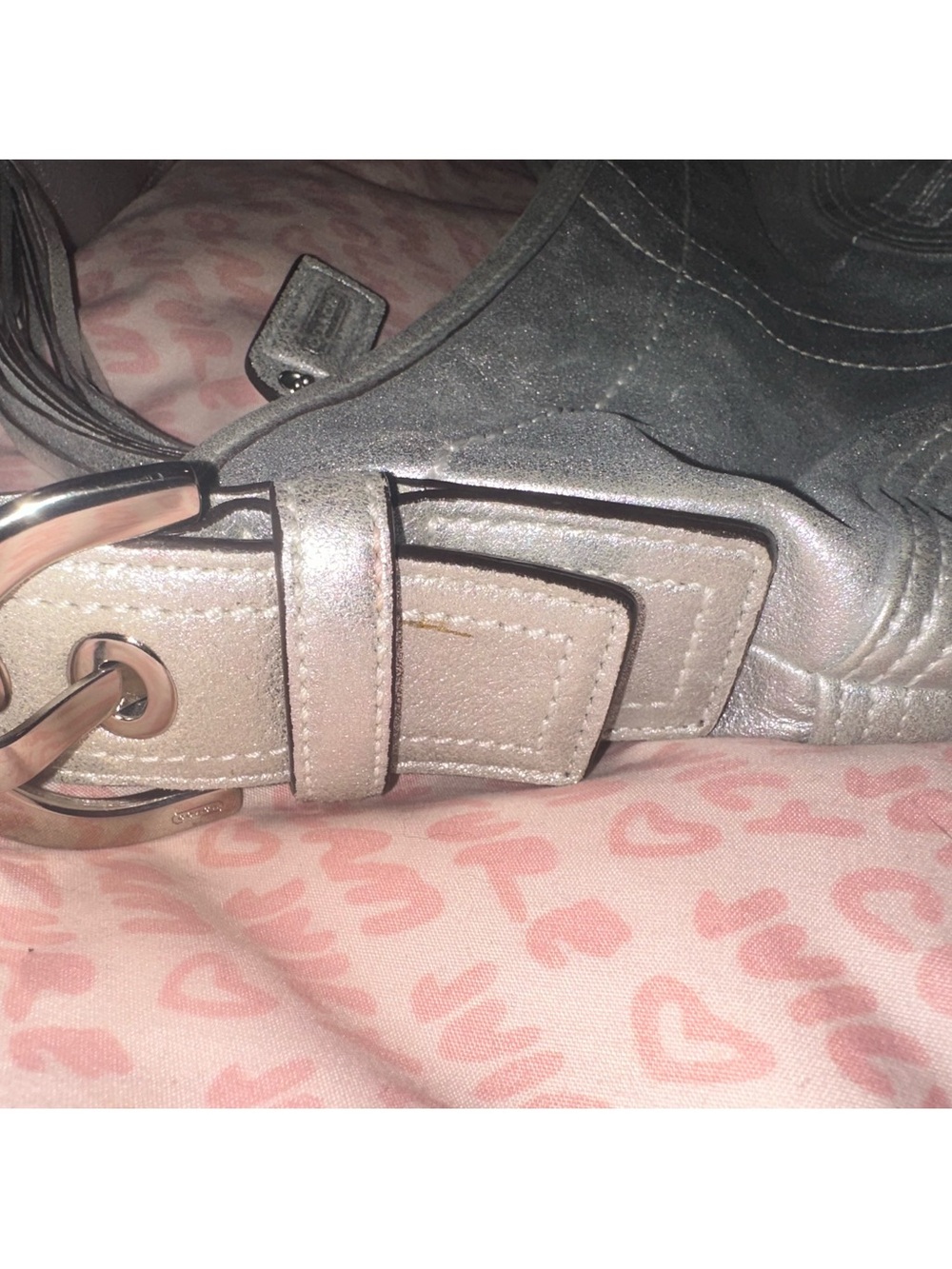 Vintage Y2K Coach Metallic Silver Leather Soho Small Hobo Bag - Picture 5 of 13